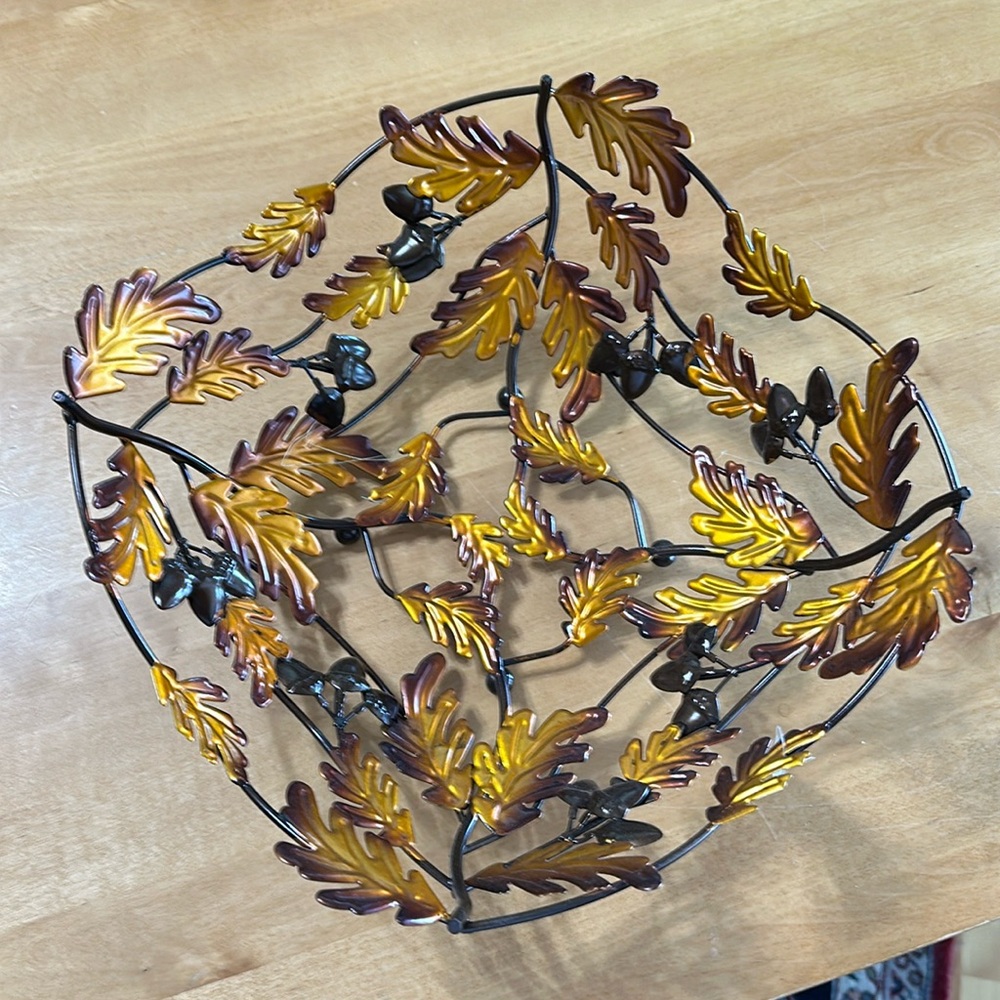 NWT Jo-Ann Fall Into Color Wire Leaf Acorn Decor Basket